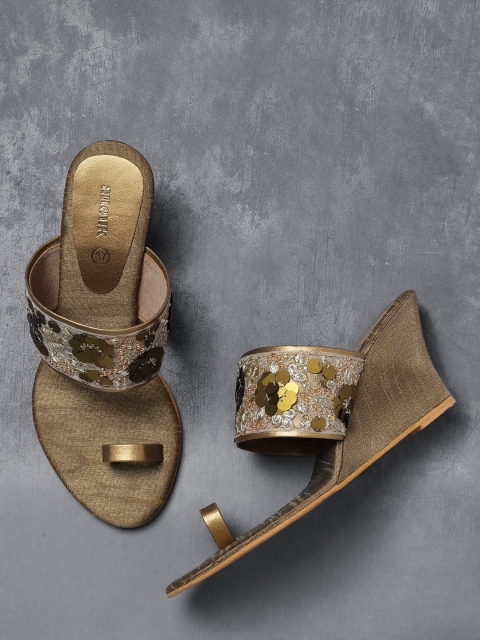 

Anouk Women Gold-Toned Embellished Wedges