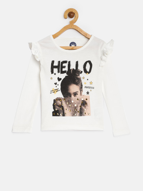 

VITAMINS Girls White Printed Top