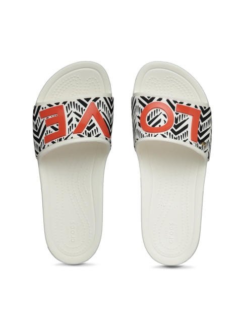

Crocs Women White & Red Printed Sliders