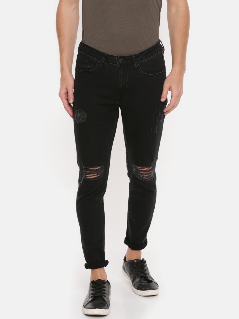 

SKULT by Shahid Kapoor Men Black Lean Slim Fit Mildly Distressed Stretchable Jeans