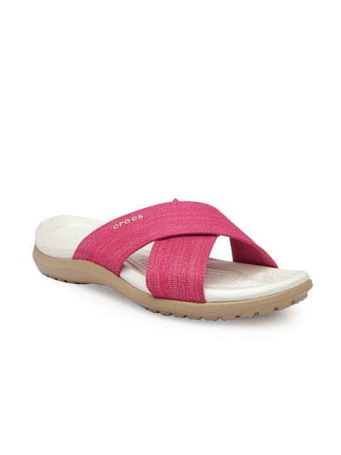 

Crocs Women Pink Solid Mesh Open Toe Flats