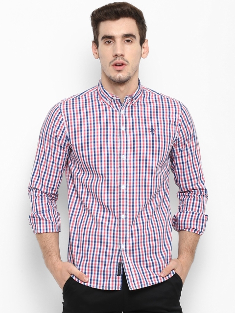 

Red Tape Men White & Pink Regular Fit Checked Casual Shirt