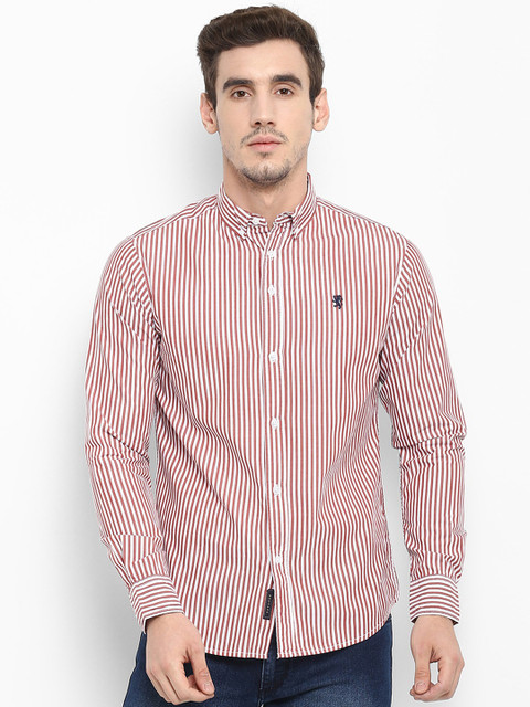 

Red Tape Men Red & White Regular Fit Striped Casual Shirt