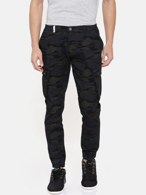 

SKULT by Shahid Kapoor Men Black & Blue Regular Fit Printed Joggers