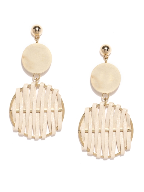 

E2O Beige Circular Basket Weave Drop Earrings