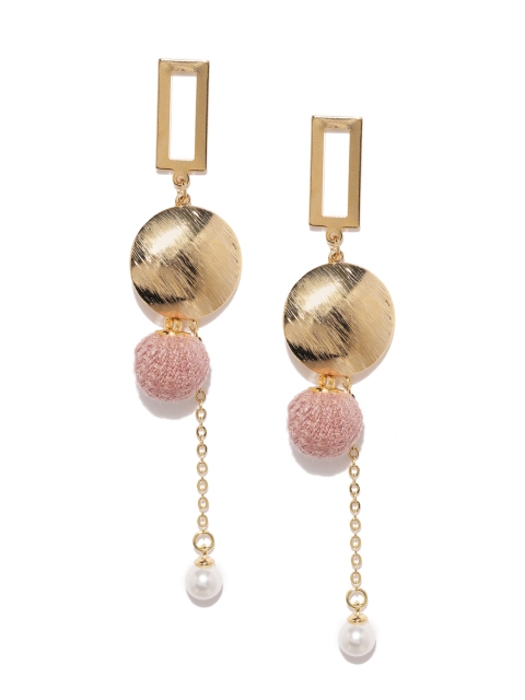 

E2O Pink & Gold-Toned & Pink Drop Earrings