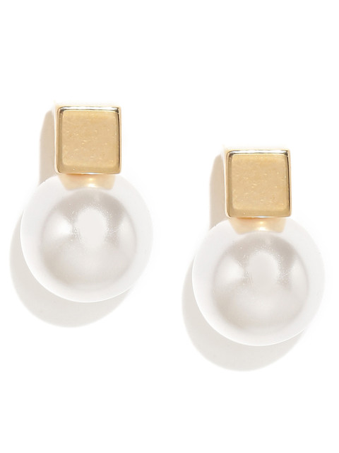 

E2O Gold-Toned & White Dome Shaped Studs