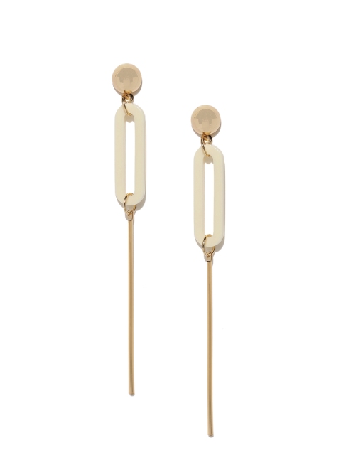 

E2O Gold-Toned & White Contemporary Drop Earrings