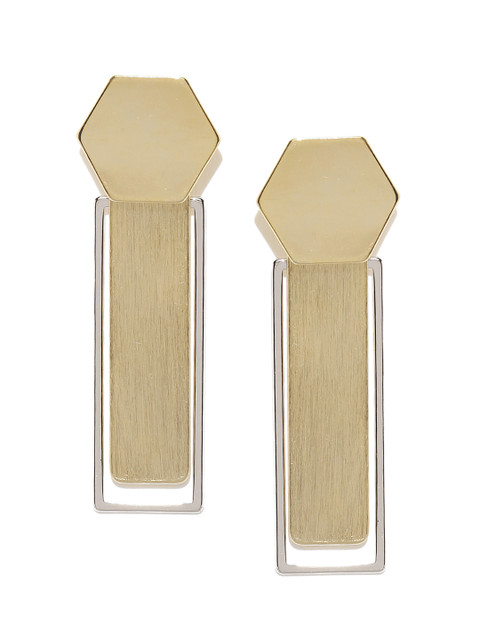 

E2O Gold-Toned & Silver-Toned Geometric Drop Earrings
