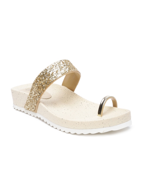 

Monrow Women Gold-Toned Solid Synthetic One Toe Flats