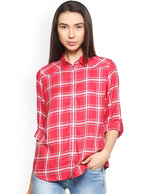 

Allen Solly Woman Red & White Regular Fit Checked Casual Shirt