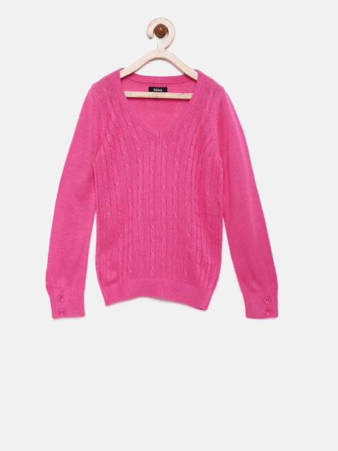 

Akiva Girls Pink Self Design Pullover