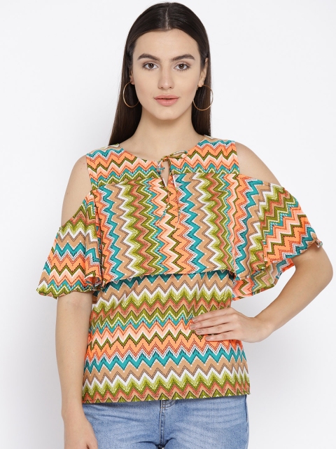 

Cottinfab Women Multicoloured Printed Regular Top, Multi