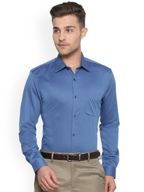 

Peter England Elite Men Blue Self Design Slim Fit Formal Shirt
