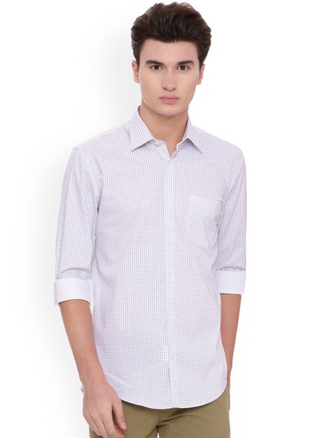 

Peter England Elite Men White & Purple Slim Fit Printed Casual Shirt