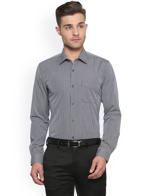 

Peter England Elite Men Grey Checked Slim Fit Formal Shirt