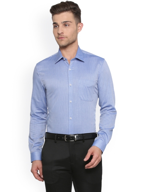 

Peter England Elite Men Blue Self Design Slim Fit Formal Shirt
