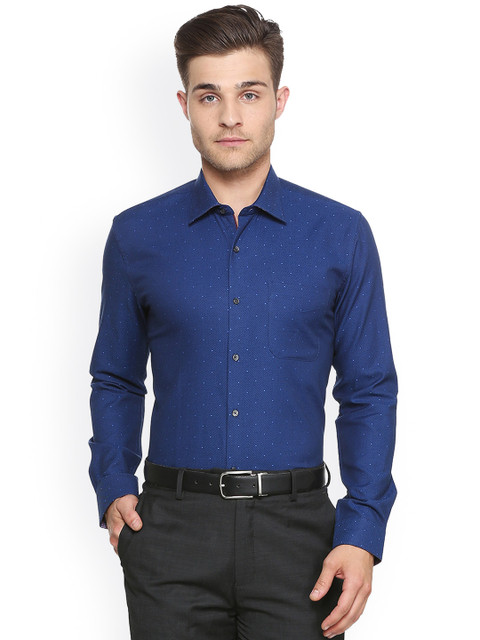 

Peter England Elite Men Blue Slim Fit Printed Formal Shirt