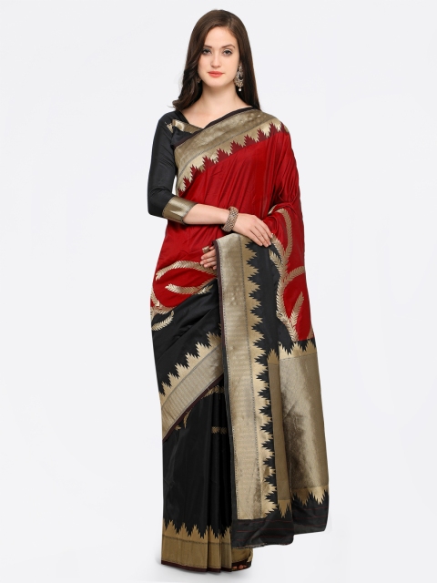 

Shaily Red & Black Pure Silk Woven Design Banarasi Saree