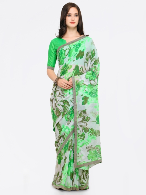 

Shaily Green & Grey Pure Georgette Printed Saree