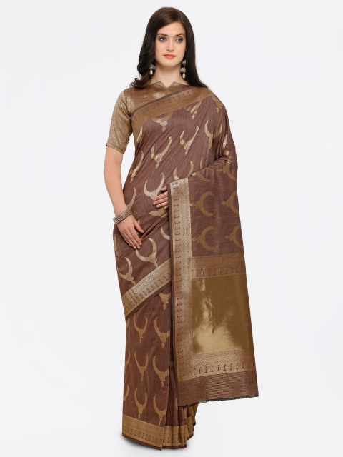 

Shaily Brown Pure Silk Woven Design Banarasi Saree