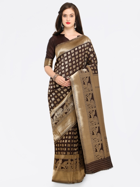 

Shaily Brown Pure Silk Woven Design Banarasi Saree