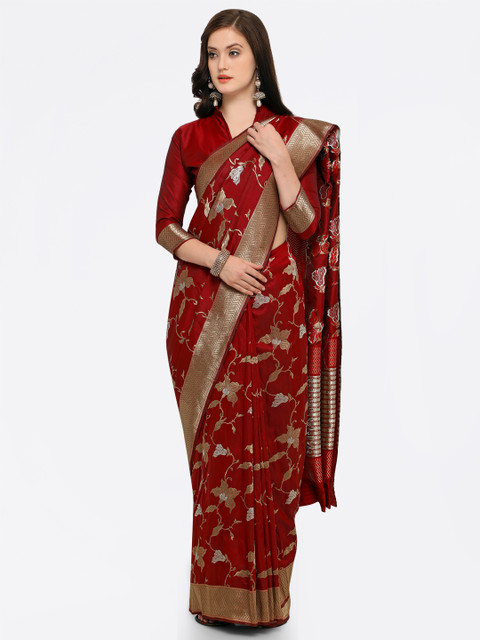 

Shaily Red Pure Silk Woven Design Banarasi Saree