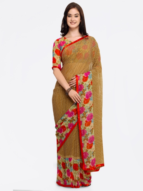

Shaily Brown & Pink Pure Georgette Printed Saree