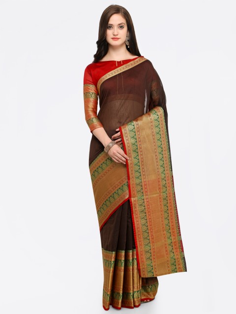 

Shaily Brown Woven Design Banarasi Saree