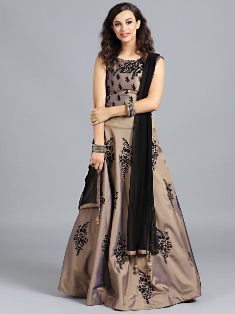 

Chhabra 555 Brown & Black Stitched Made to Measure Lehenga Choli with Dupatta