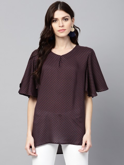 

Shree Women Navy Blue &Burgundy Printed Tunic