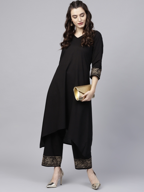 

Nayo Women Black Solid Kurta with Palazzos