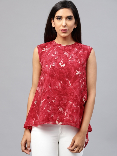 

Nayo Women Red Printed Styled Back Top