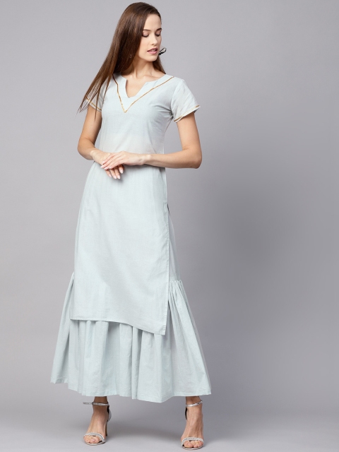 

Nayo Women Grey Solid Kurta with Sharara