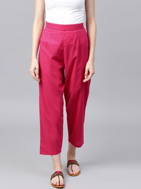 

Nayo Women Pink Regular Fit Solid Cropped Regular Trousers
