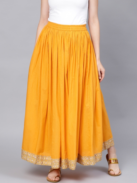 

Nayo Women Yellow Solid Maxi Flared Skirt