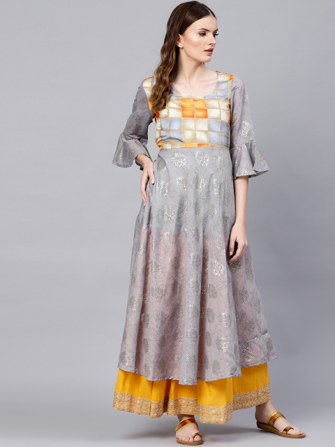 

Nayo Women Grey Printed A-Line Kurta