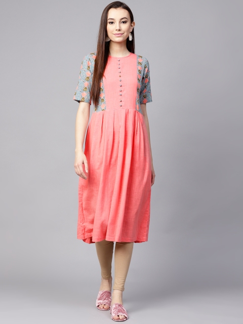 

Nayo Women Pink Solid A-Line Kurta