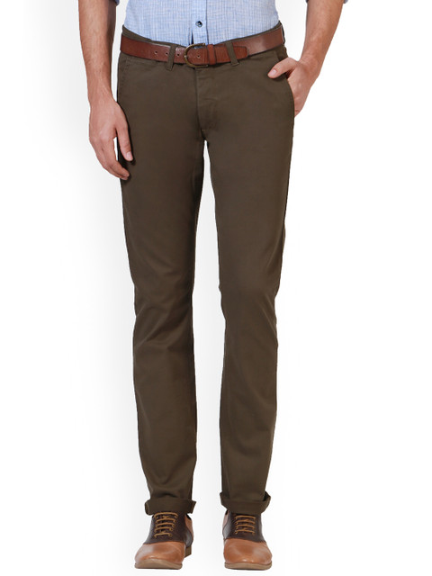 

Allen Solly Men Olive Green Slim Fit Solid Chinos