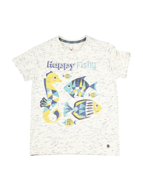 

Allen Solly Junior Boys White & Blue Printed Round Neck T-shirt