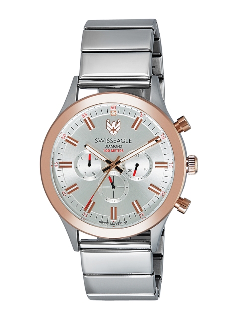 

Swiss Eagle Men Silver-Toned Analogue Watch SE-9143-44