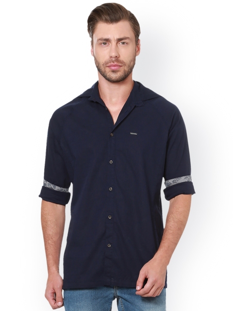 

Peter England Casuals Men Navy Blue Slim Fit Solid Casual Shirt