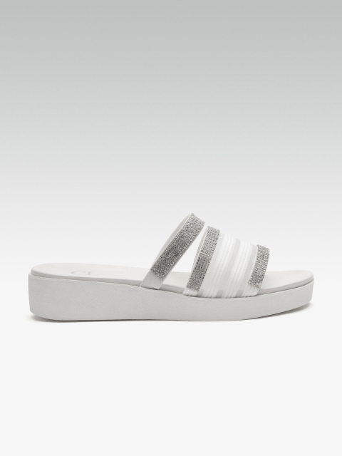 

Carlton London Women White & Silver-Toned Embellished Flatform