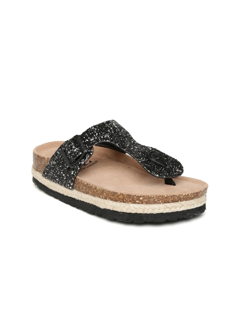 

Carlton London Women Black Embellished Open Toe Flats