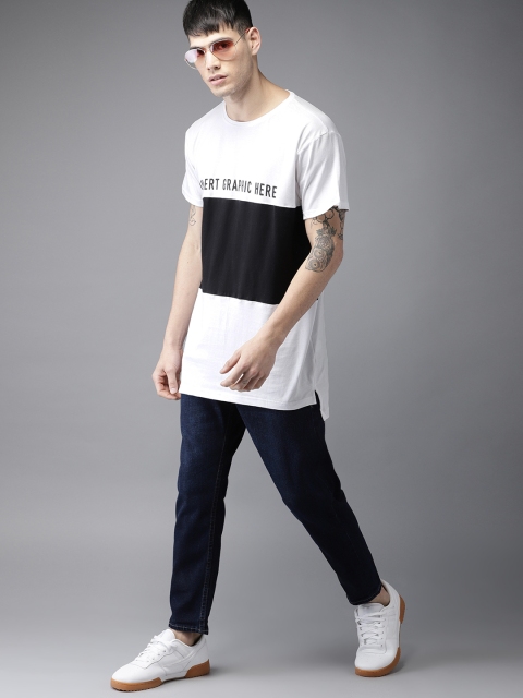 

Moda Rapido Men White & Black Colourblocked Round Neck T-shirt