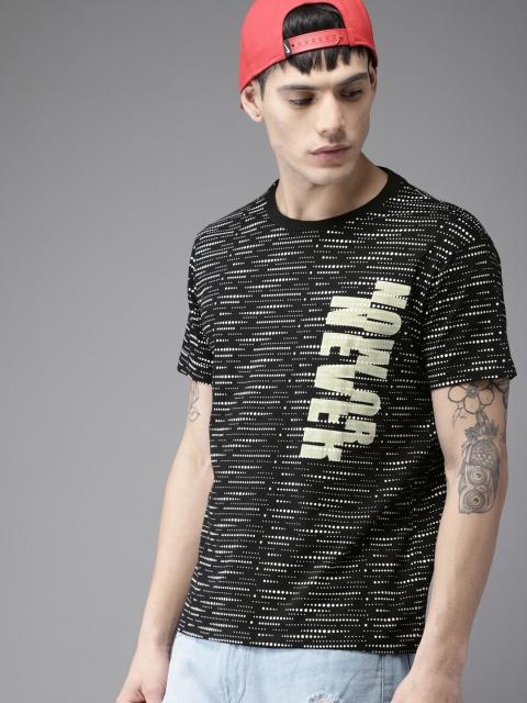 

Moda Rapido Men Black Printed Round Neck T-shirt