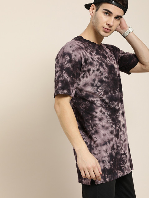

Moda Rapido Men Purple Dyed Round Neck Longline T-shirt