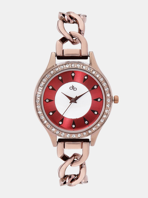 

DressBerry Women Off-White & Maroon Analogue Watch P002-D