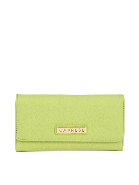 

Caprese Women Lime Green Textured Three Fold Wallet
