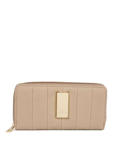 

Caprese Women Beige Textured Zip Around Wallet